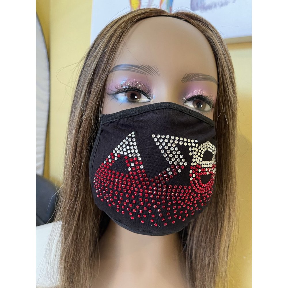 Delta Sigma Theta Red Roots Rhinestone Bling Face - Picture 7 of 11